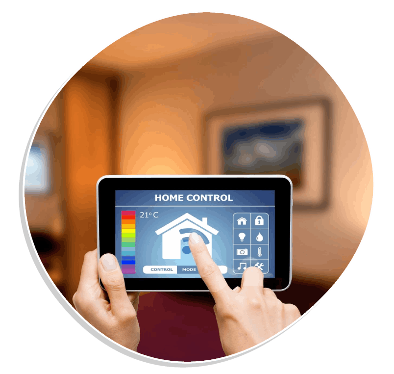 Remote home control system on a digital tablet or phone.